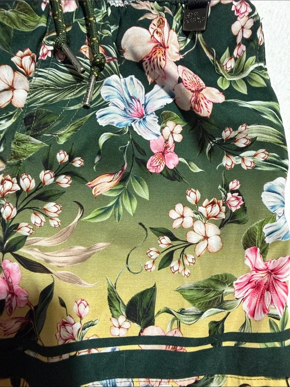 Agua Bendita Green Gradient Floral Swim trunks